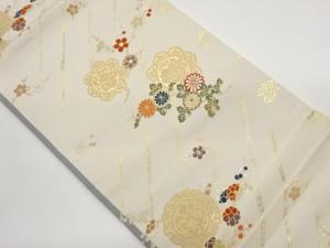 草花に変わり華文模様織出し開き名古屋帯（額縁仕立て）